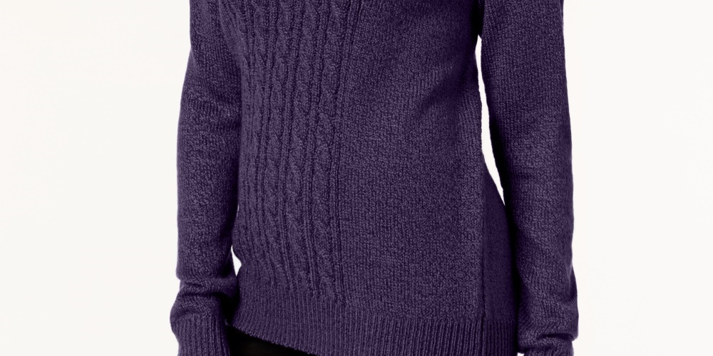 Karen Scott Suéter Feminino de Tricô com Gola Falsa Roxo Pequeno