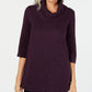 Karen Scott Suéter Feminino Gola Redonda Manga 3/4 Roxo Médio Tamanho Pequeno Médio