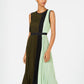 Vestido plissado sem mangas Alfani feminino, com blocos de cores, verde escuro, tamanho 4