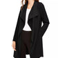 Jaqueta Alfani Feminina Petite Wing-Collar Drapeada Frente Preta Tamanho Petite