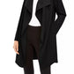 Jaqueta Alfani Feminina Petite Wing-Collar Drapeada Frente Preta Tamanho Petite