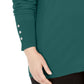 Camiseta feminina verde lisa com decote redondo e manga comprida, tamanho 1X, da coleção JM