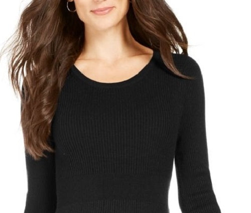 Vestido suéter de malha canelada feminino Style &amp; Co, preto, tamanho grande