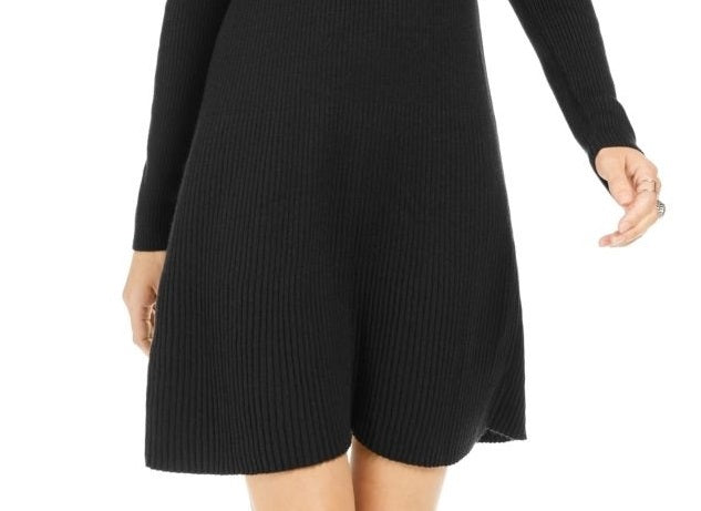 Vestido suéter de malha canelada feminino Style &amp; Co, preto, tamanho grande