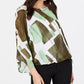 Blusa feminina Alfani com estampa de bolhas e bainha verde, tamanho extra pequeno