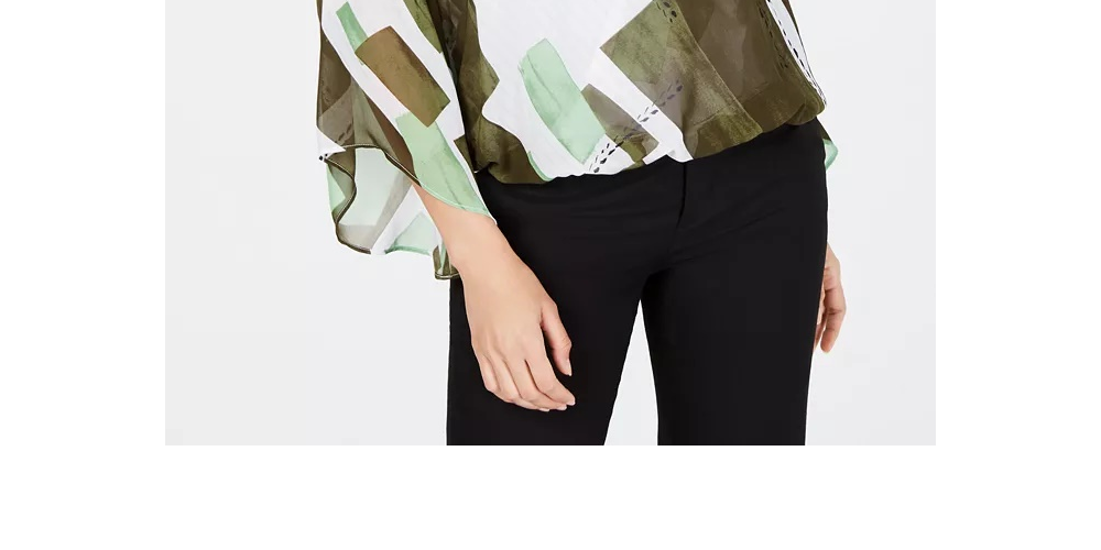 Blusa feminina Alfani com estampa de bolhas e bainha verde, tamanho extra pequeno