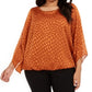 Blusa feminina Alfani Plus com estampa de anjo e manga comprida, marrom, tamanho 2X