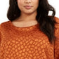 Blusa feminina Alfani Plus com estampa de anjo e manga comprida, marrom, tamanho 2X