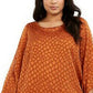 Blusa feminina Alfani Plus Size com estampa de manga anjo e bolhas, marrom, tamanho 3X