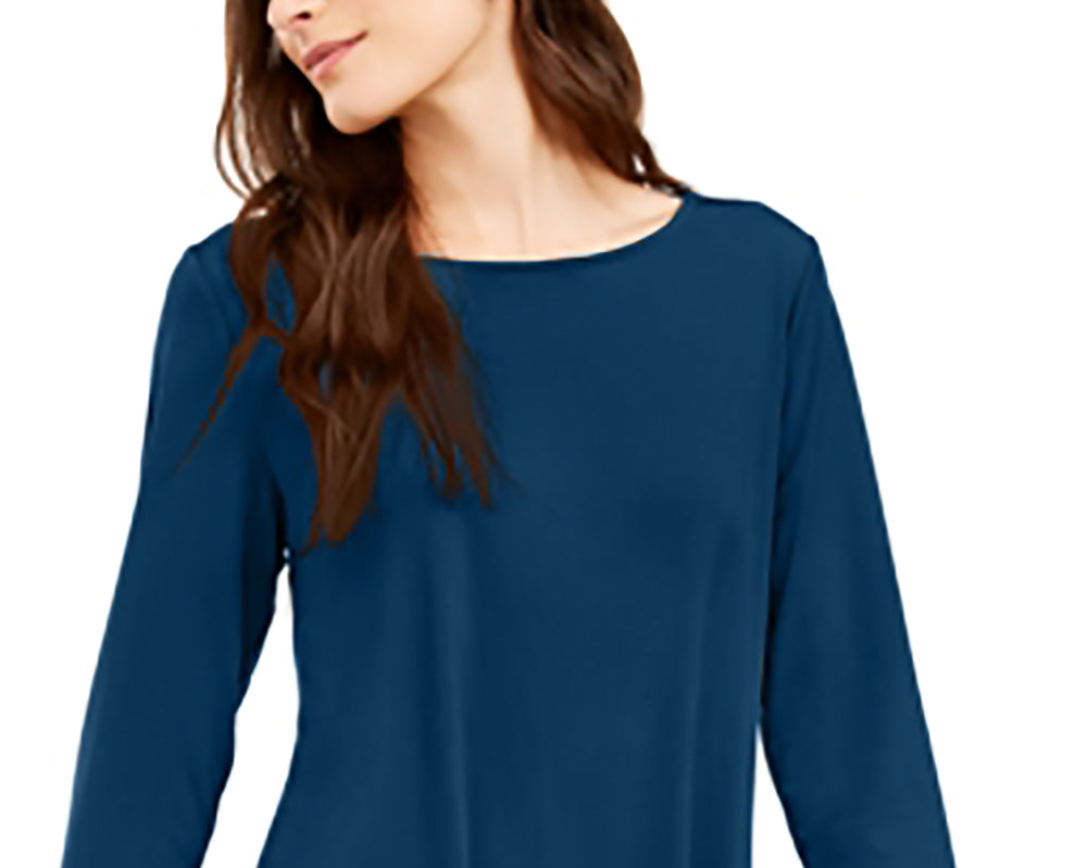 Blusa feminina Alfani lisa, azul, pequena