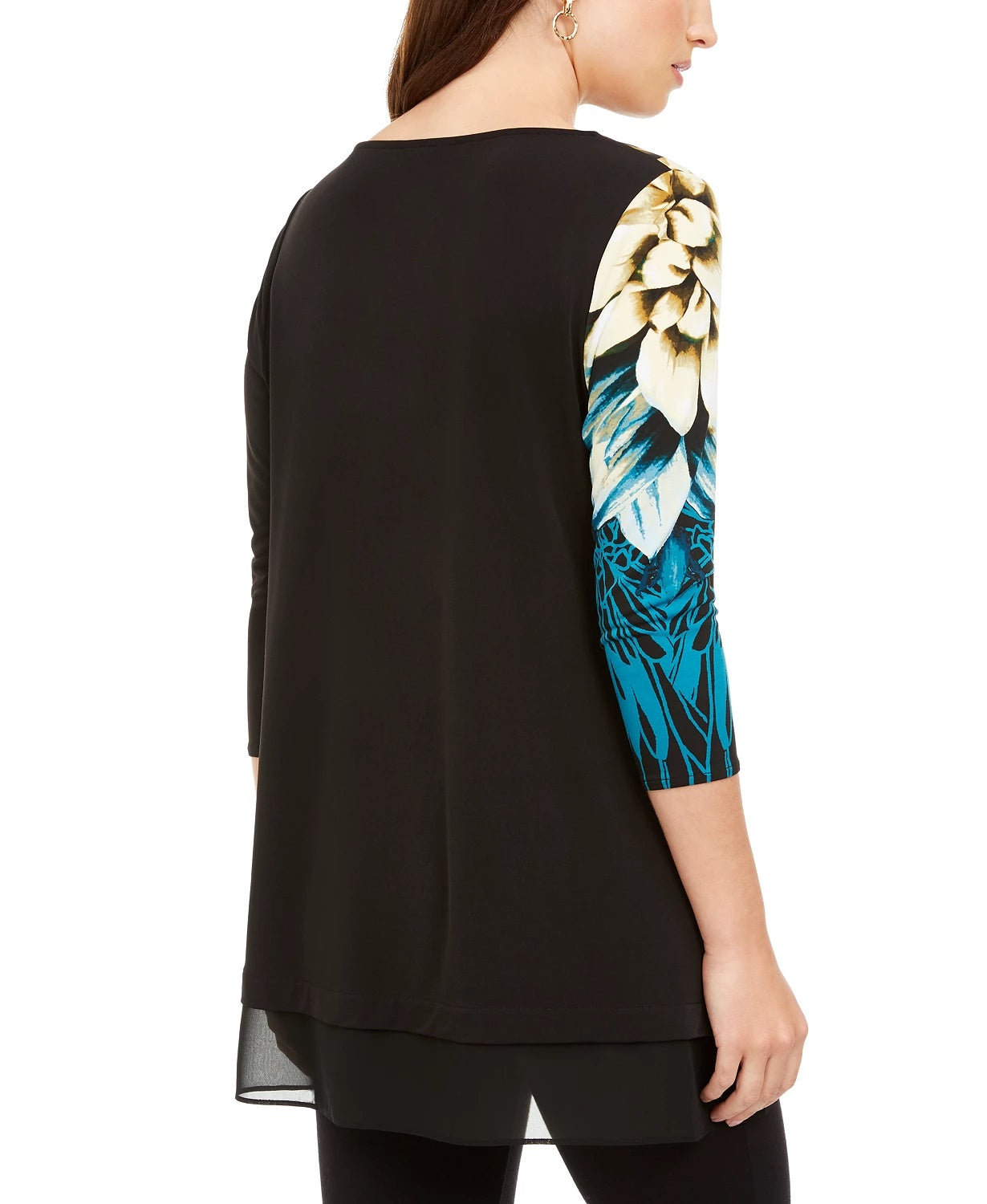 Blusa Alfani Feminina Petite Bold Floral Preta Tamanho Médio