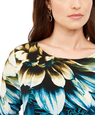 Blusa Alfani Feminina Petite Bold Floral Preta Tamanho Médio