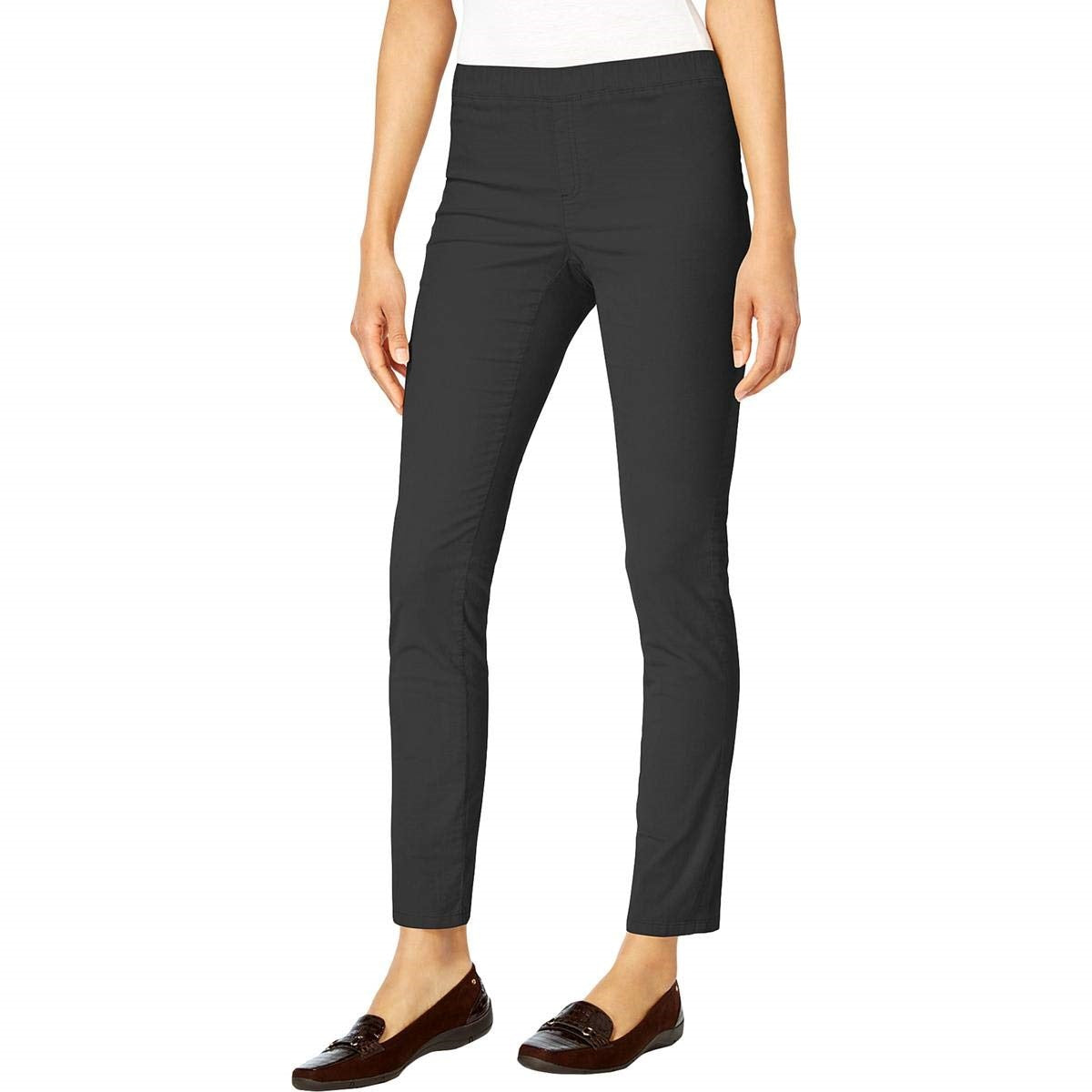 Calça feminina Karen Scott Petite Veludo Cotelê Pull-On, tamanho pequeno, carvão
