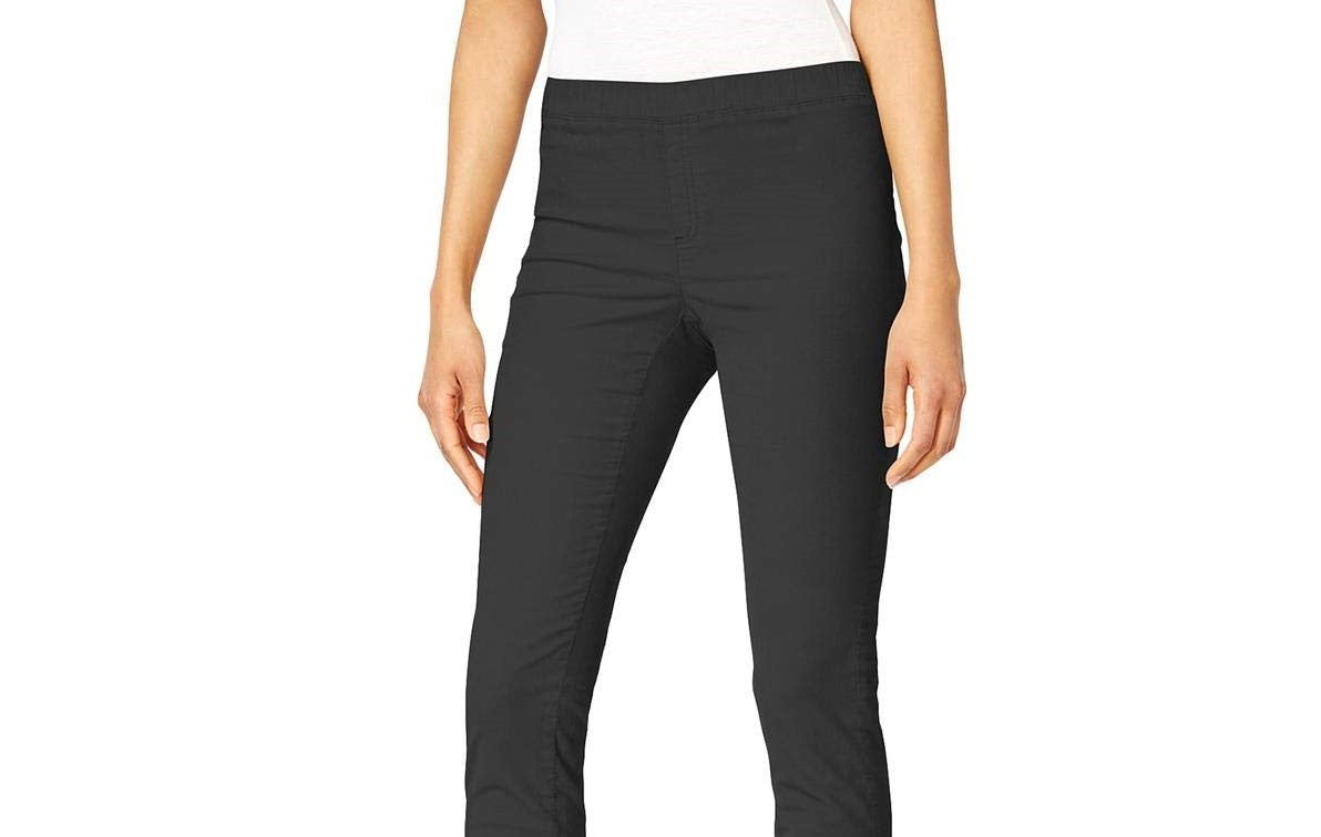 Calça feminina Karen Scott Petite Veludo Cotelê Pull-On, tamanho pequeno, carvão