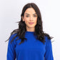Karen Scott Suéter Feminino com Zíper e Gola Simulada Azul Marinho Tamanho Grande