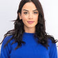 Karen Scott Suéter Feminino com Zíper nas Costas e Gola Alta, Azul Marinho, Tamanho XS