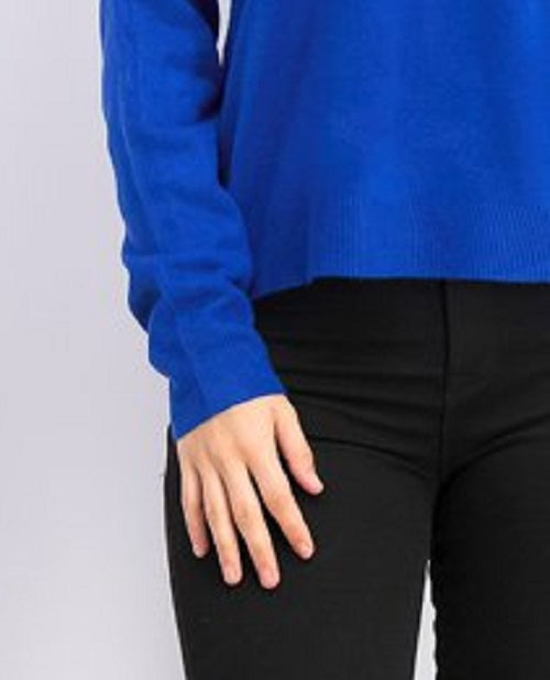 Karen Scott Suéter Feminino com Zíper nas Costas e Gola Alta, Azul Marinho, Tamanho XS