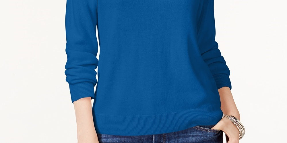 Karen Scott Suéter Feminino com Zíper nas Costas e Gola Simulada Azul Marinho Tamanho XXG