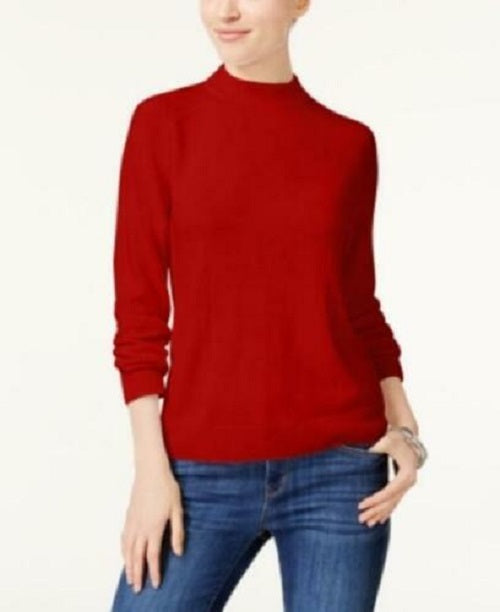 Karen Scott Suéter Feminino Gola Alta com Zíper nas Costas Médio Vermelho Tamanho P
