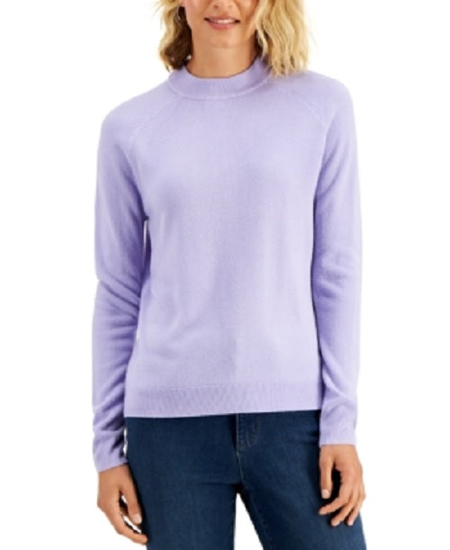 Karen Scott Suéter Feminino Petite Gola Mock Roxo Tamanho P