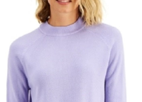 Karen Scott Suéter Feminino Petite Gola Mock Roxo Tamanho P