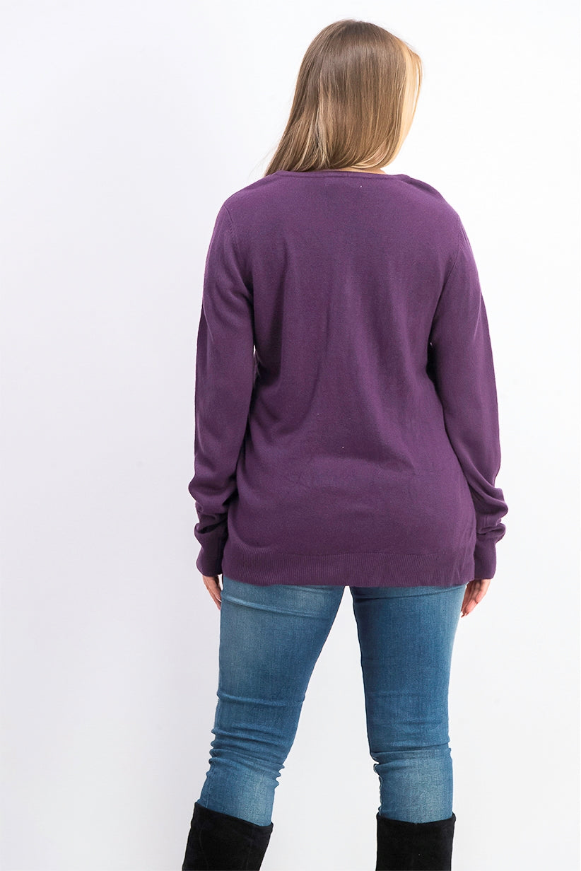 Karen Scott Suéter Listrado Texturizado Feminino Roxo Tamanho Grande