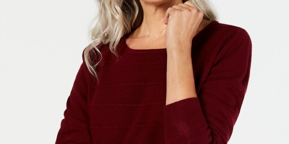 Karen Scott Suéter Listrado Texturizado Feminino Vermelho Tamanho Médio