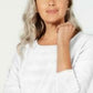 Karen Scott Suéter Listrado Texturizado Feminino Branco Tamanho XX-G