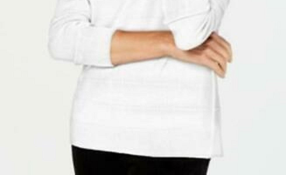 Karen Scott Suéter Listrado Texturizado Feminino Branco Tamanho XX-G