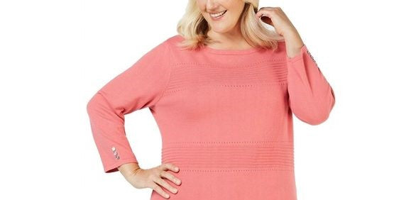 Karen Scott Suéter Feminino Otomano com Ponto Rosa Tamanho Pequeno Médio