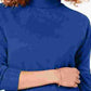 Karen Scott Suéter Feminino Manga Longa Gola Alta Canelada Azul Marinho Tamanho XS