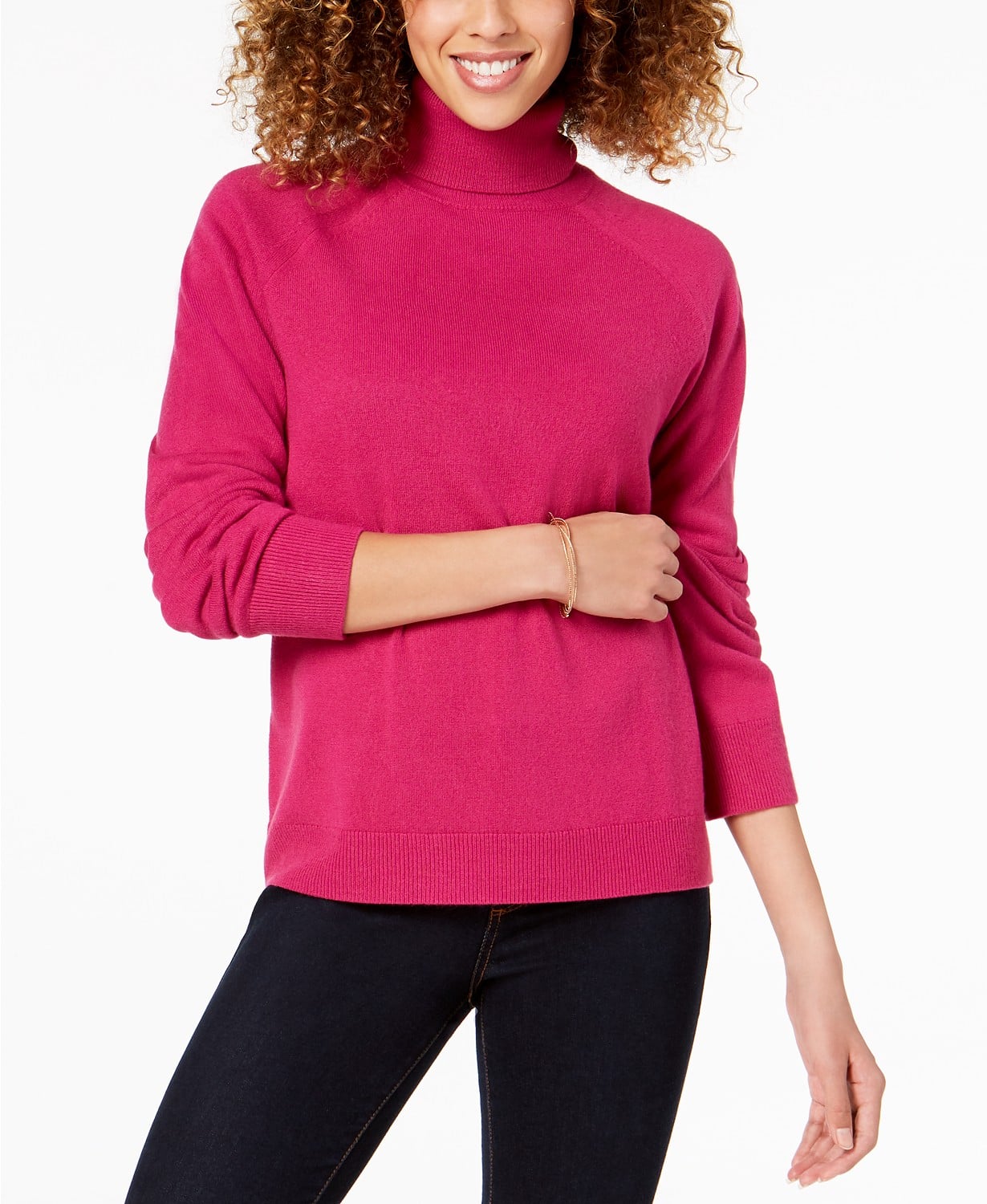 Karen Scott Suéter feminino de gola alta rosa tamanho extra grande