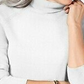 Karen Scott Suéter feminino de gola alta, branco, tamanho grande