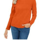 Blusa feminina Karen Scott com nervuras e gola alta, manga comprida, laranja, tamanho pequeno médio