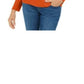 Blusa feminina Karen Scott com nervuras e gola alta, manga comprida, laranja, tamanho pequeno médio