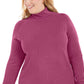 Karen Scott Suéter Luxsoft de gola alta plus size feminino, roxo, tamanho 2X