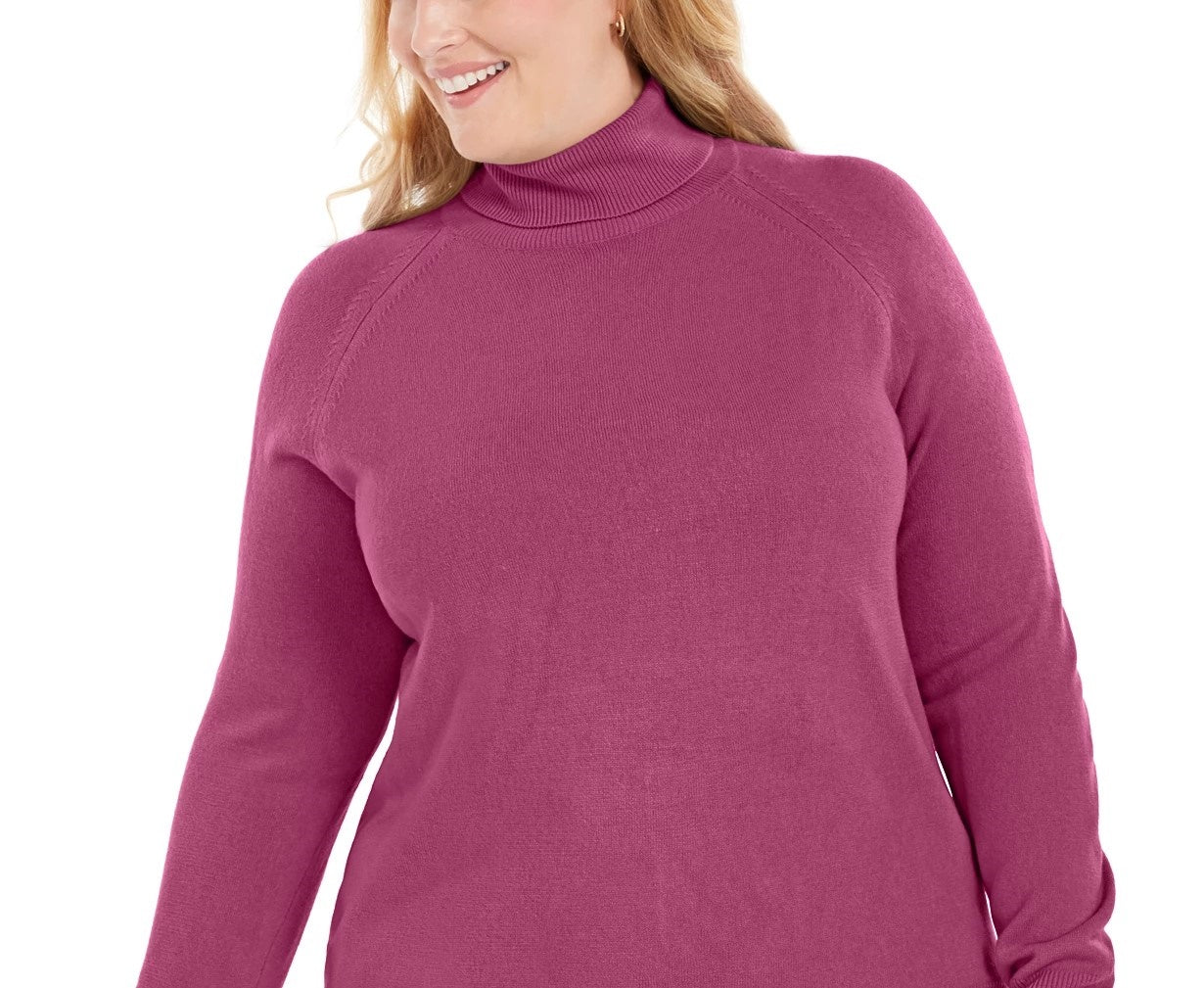 Karen Scott Suéter Luxsoft de gola alta plus size feminino, roxo, tamanho 2X