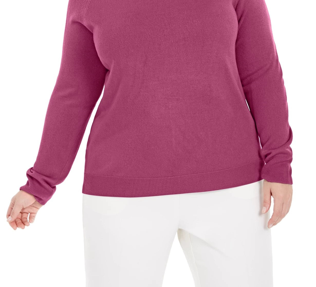 Karen Scott Suéter Luxsoft de gola alta plus size feminino, roxo, tamanho 2X
