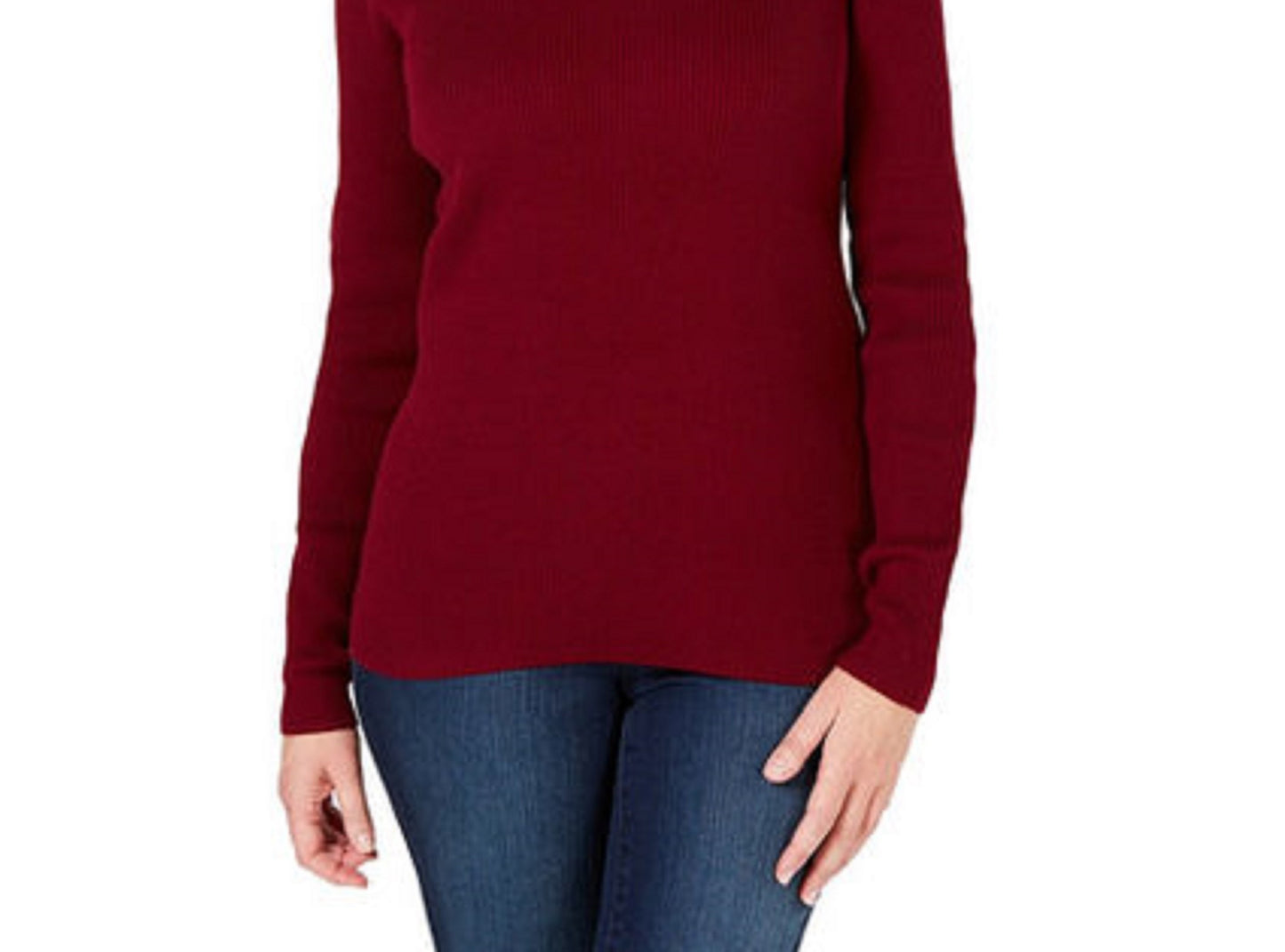 Karen Scott Suéter feminino pequeno com decote em V, vermelho, tamanho pequeno