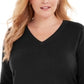 Karen Scott Suéter Luxsoft Plus Size com Decote em V, Preto, Tamanho 1X