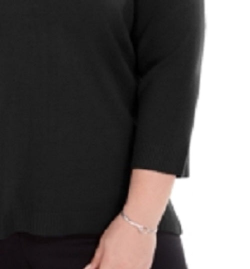 Karen Scott Suéter Luxsoft Plus Size com Decote em V, Preto, Tamanho 1X