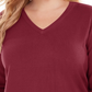 Karen Scott Suéter Luxsoft com decote em V feminino, vermelho, tamanho 3X