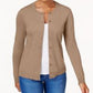 Cardigan feminino Karen Scott com botões e contas, marrom, tamanho extrapequeno