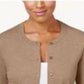 Cardigan feminino Karen Scott com botões e contas, marrom, tamanho extrapequeno