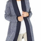 Karen Scott Cardigan Feminino com Acabamento Contrastado e Frente Aberta Azul Tamanho P