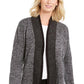 Karen Scott Cardigan Feminino com Acabamento Contrastado e Frente Aberta Cinza Tamanho P