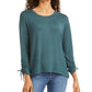 Blusa feminina estilo &amp; co com cordão e punho verde, tamanho extrapequeno