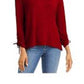 Blusa feminina com cordão e punho, estilo &amp; co, vermelho escuro, tamanho médio