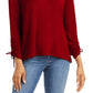 Blusa feminina estilo &amp; co com cordão e punho vinho tamanho extra grande
