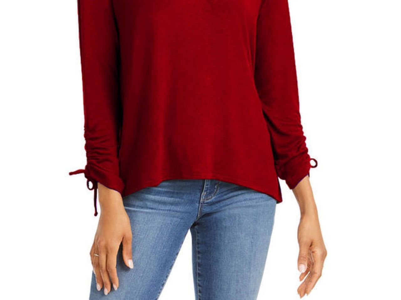 Blusa feminina estilo &amp; co com cordão e punho vinho tamanho extra grande